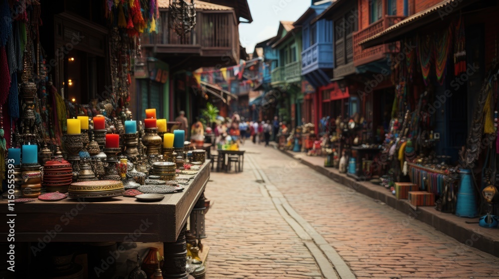 Vibrant Street Market in Exotic Locale Vibrant Street Market in Exotic Locale