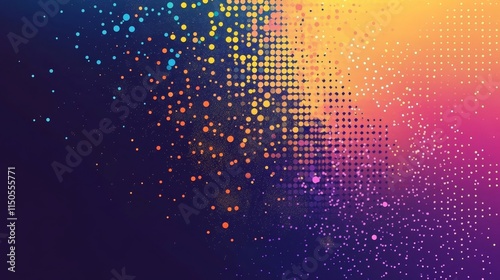 Vibrant rainbow grainy gradient circle purple yellow blue orange abstract retro banner design, Generative AI