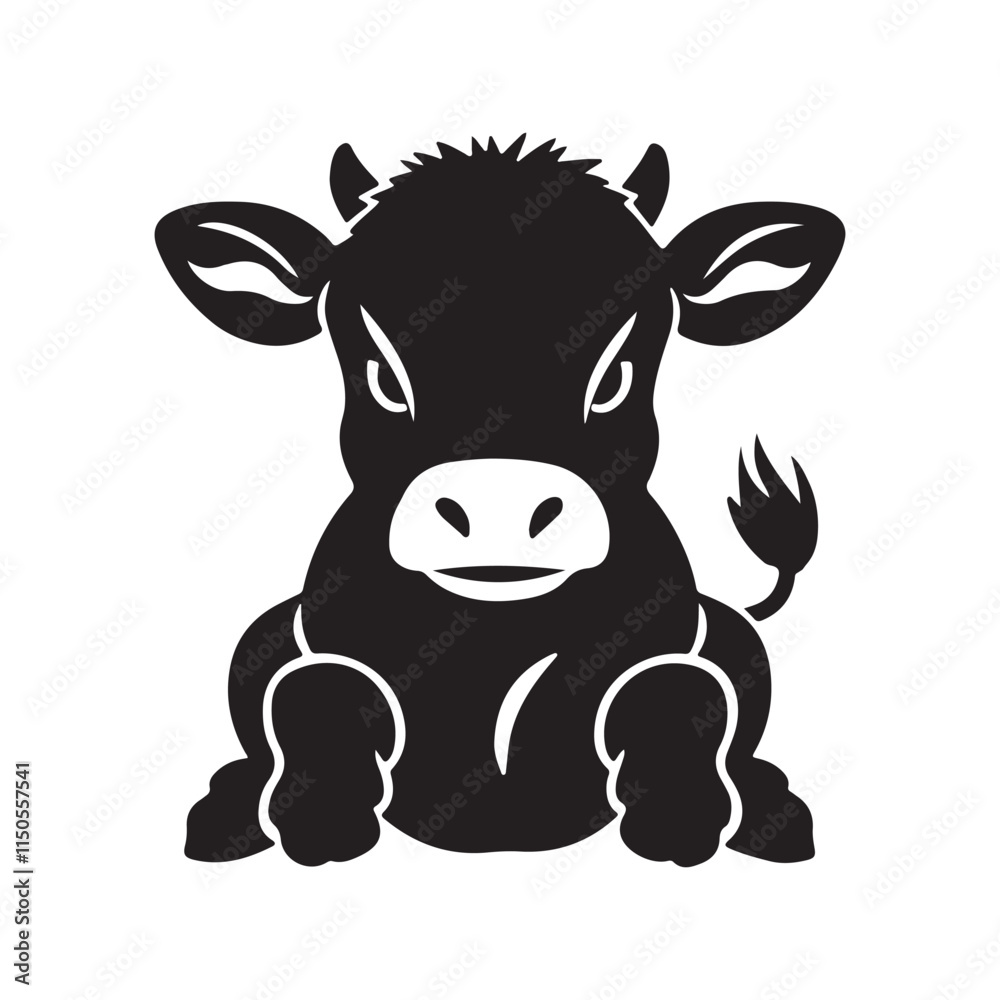 Cute Black and White Silhouette of a Calf Cute Black and White Silhouette of a Calf