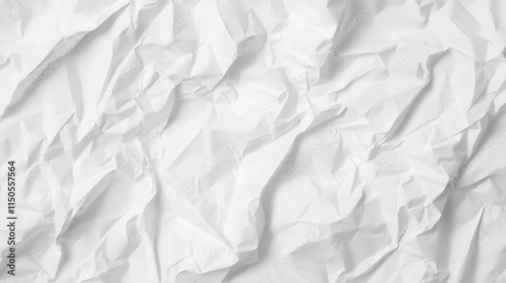 Fototapeta premium Abstract white crumpled and creased recycled paper texture