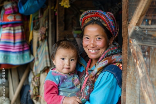 A woman and a baby are smiling at the camera photo