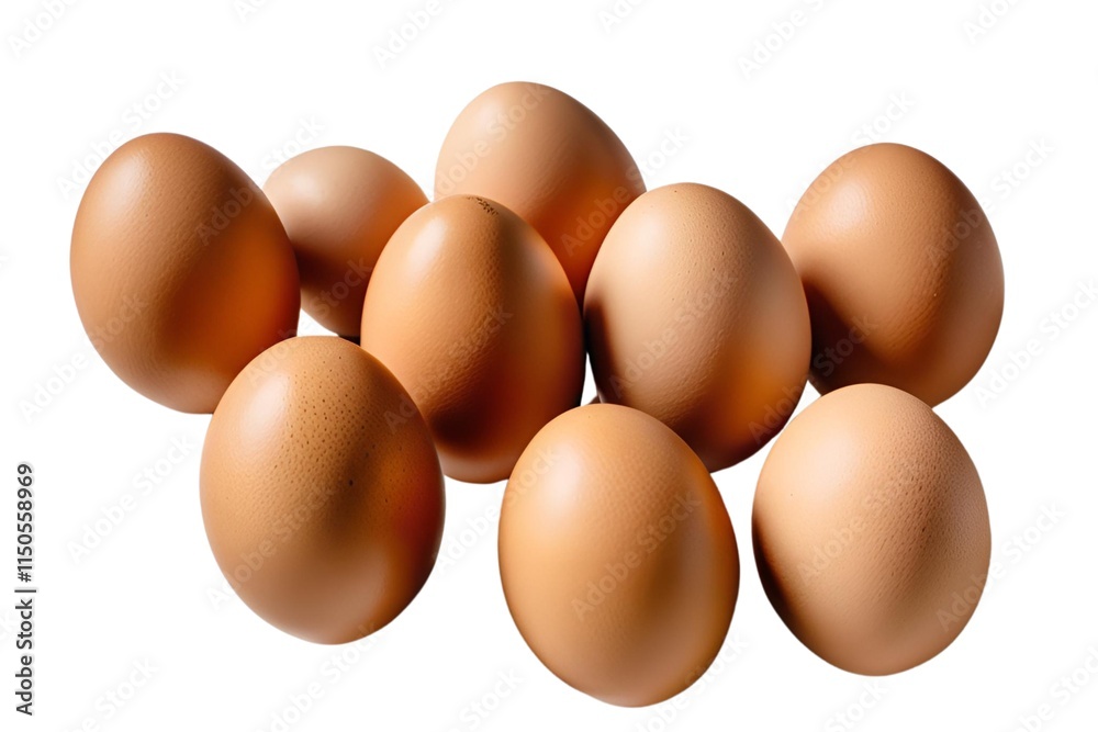 Brown eggs isolated on white background view from above Brown eggs isolated on white background view from above