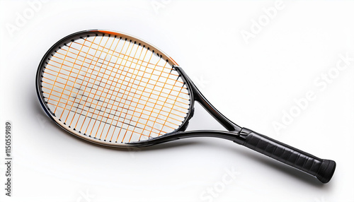 A professional tennis racket with an ergonomic grip and strings photo