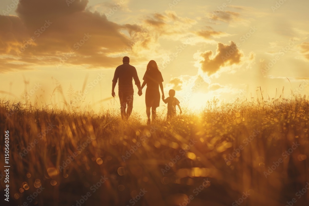 A family of three, a man, a woman and a child A family of three, a man, a woman and a child