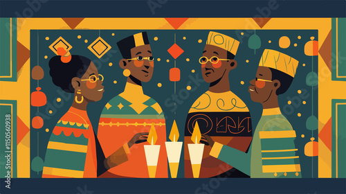 Happy Kwanzaa Celebration Banner Flat Vector Illustration photo