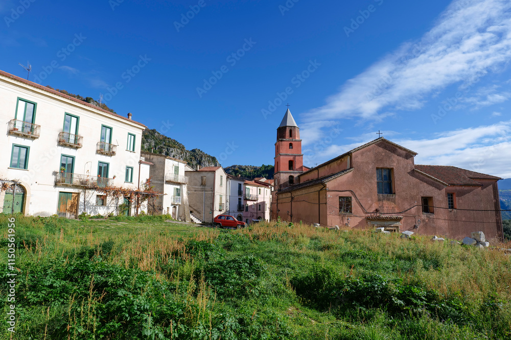 The church of Sant'Angelo a Fasanella, a village in the province of Salerno in Italy. The church of Sant'Angelo a Fasanella, a village in the province of Salerno in Italy.