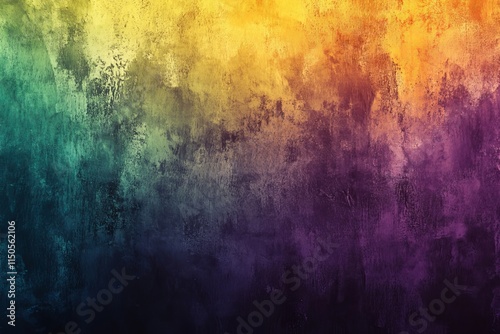 Purple green yellow abstract gradient background, blurred grainy texture effect, Generative AI