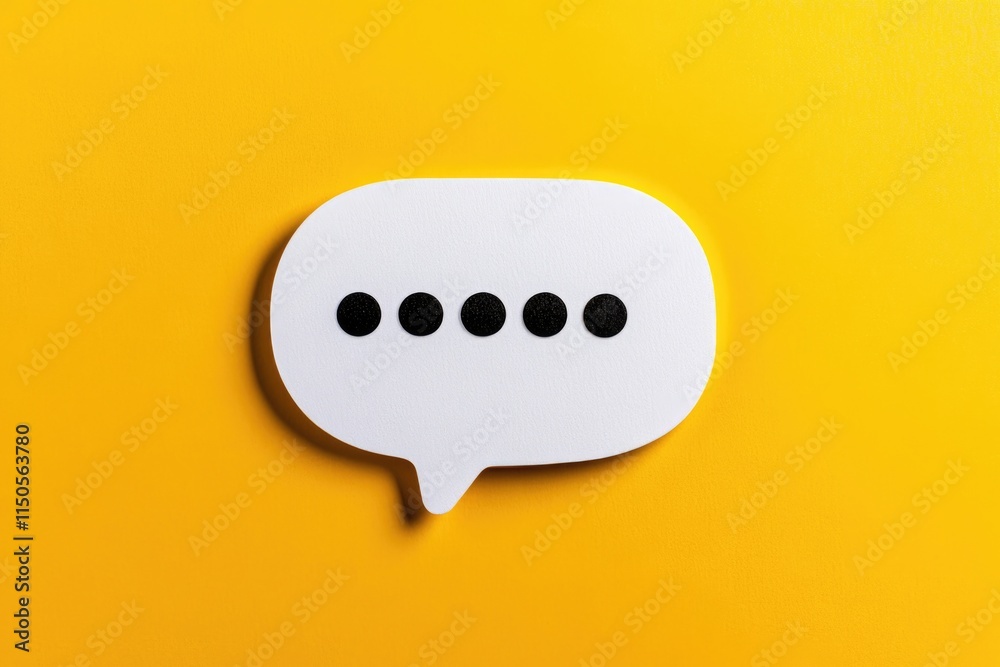 Fototapeta premium Who Inquiry. Speech Bubble on Clean White Paper Set Against Vibrant Yellow Background with Drop Shadow for Attention-Grabbing Presentations