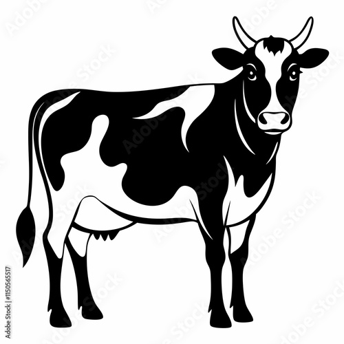 Jersey cow black silhouette vector illustration