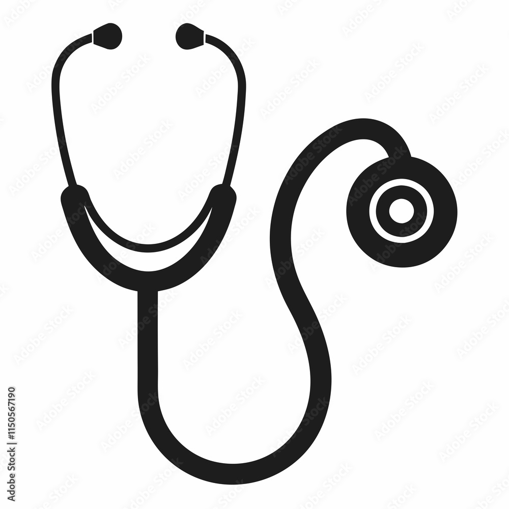 Medical stethoscope icon design, Stethoscope black silhouette vector illustration Medical stethoscope icon design, Stethoscope black silhouette vector illustration