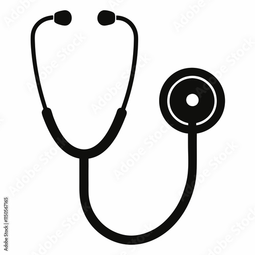 Medical stethoscope icon design, Stethoscope black silhouette vector illustration