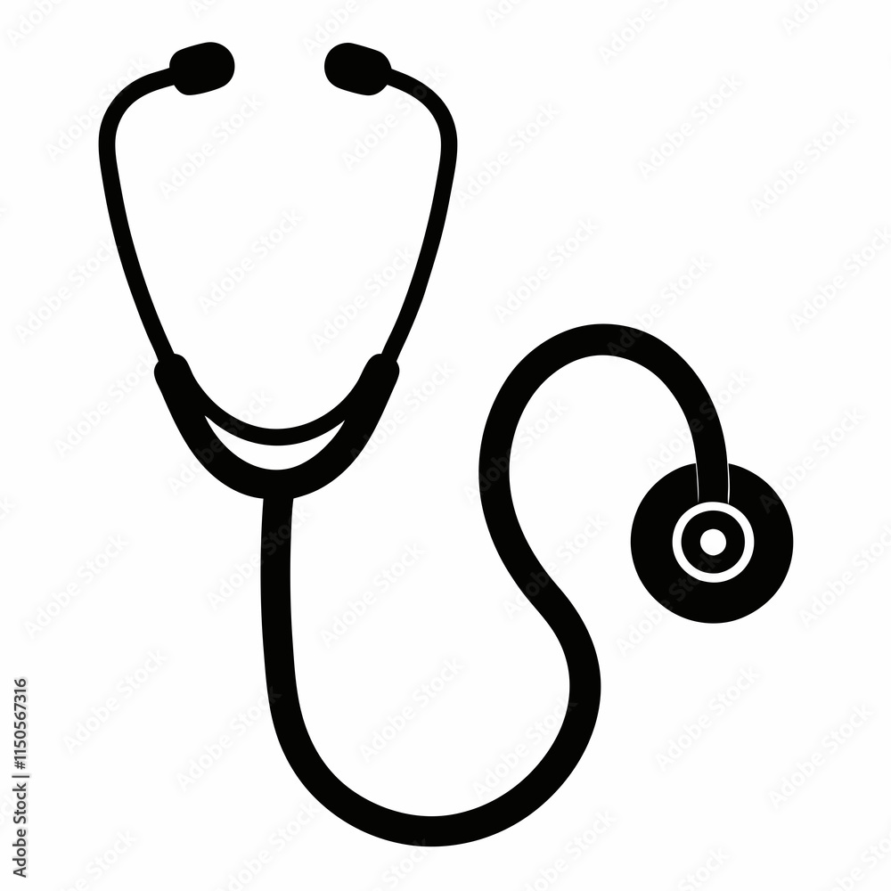 Medical stethoscope icon design, Stethoscope black silhouette vector illustration Medical stethoscope icon design, Stethoscope black silhouette vector illustration