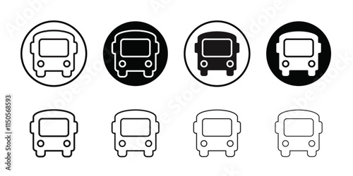 Bus icon Vector set outline