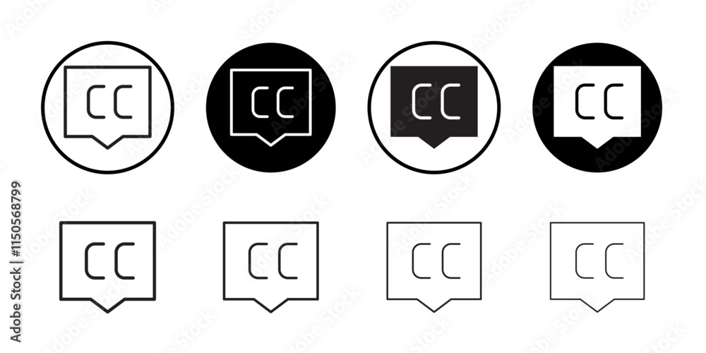 Caption icon Vector set outline Caption icon Vector set outline