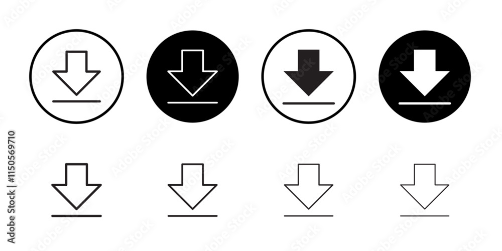 Download icon Vector set outline Download icon Vector set outline