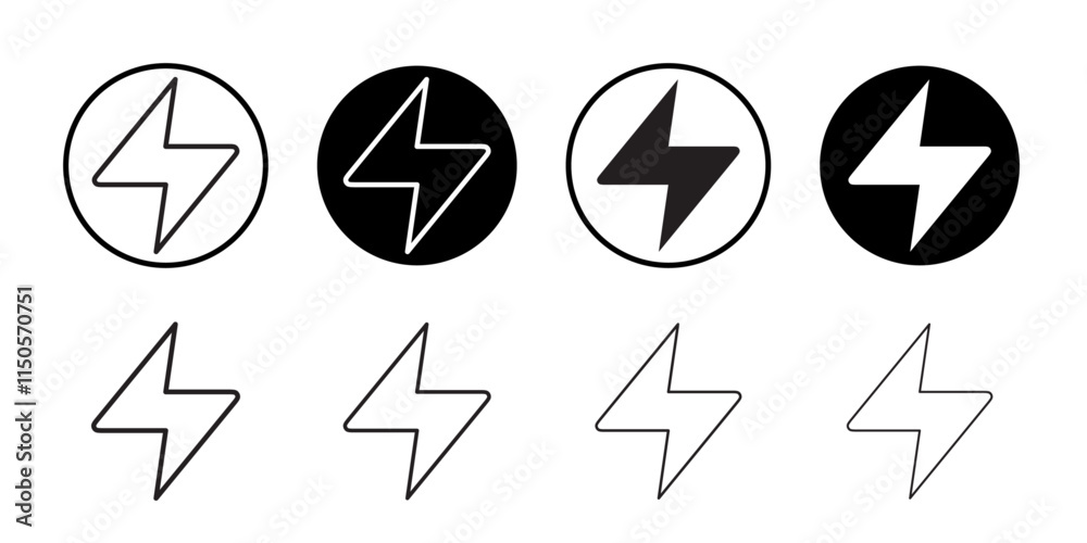 Lightening bolt Vector set outline Lightening bolt Vector set outline