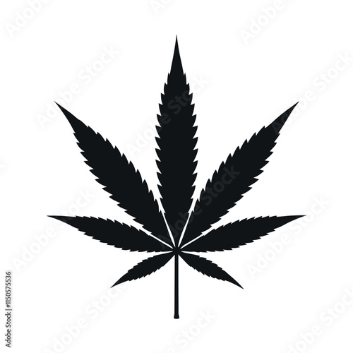 A cannabis leaf against a white background.