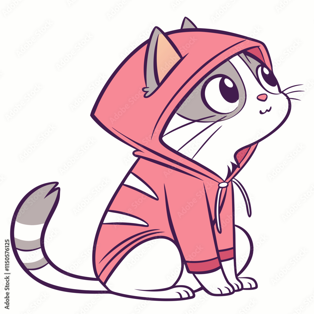 Fototapeta premium Cat in a hoodie on white background
