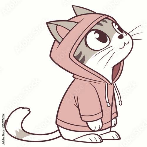 Cat in a hoodie on white background