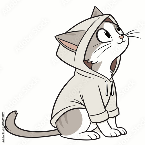 Cat in a hoodie on white background