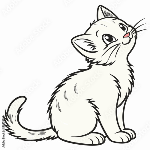 black and white cat cartoon