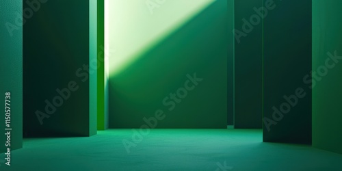 Fototapeta Naklejka Na Ścianę i Meble -  Green room with a wall and a floor