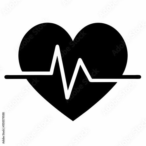 heartbeat silhouette, Heart beat one line, Continuous lines heart beats drawing, Wave pulse.