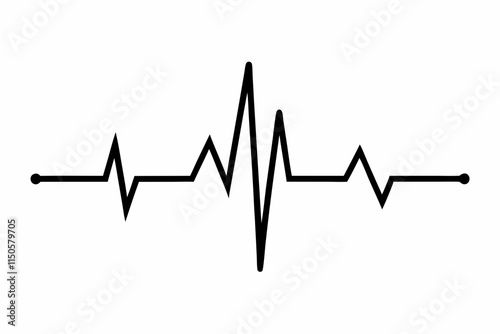 heartbeat silhouette, Heart beat one line, Continuous lines heart beats drawing, Wave pulse.
