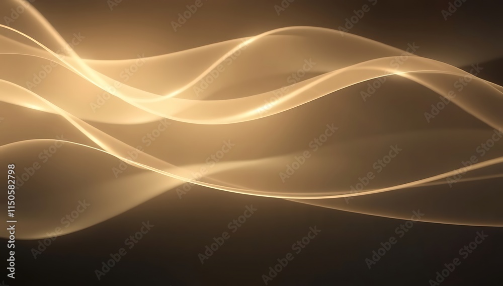 Fototapeta premium Golden Abstract Waves Flowing Gently Across Dark Background