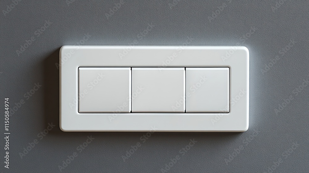 Modern white triple switch on a gray wall. Modern white triple switch on a gray wall.