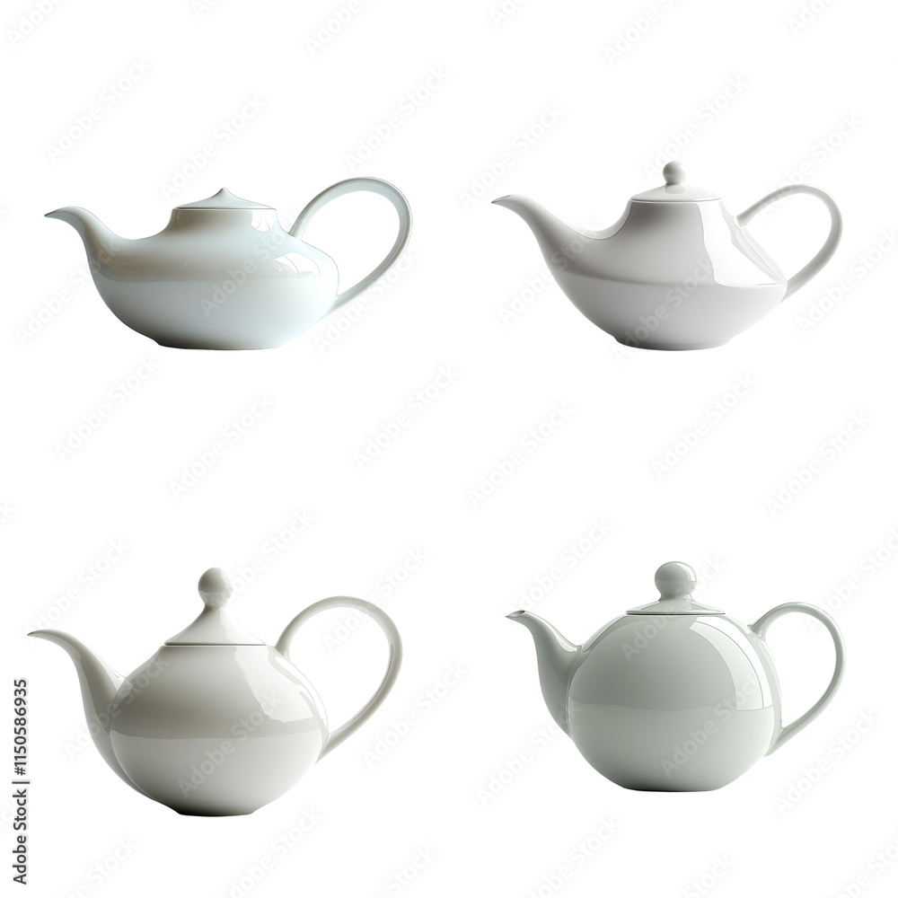 Minimalist White Ceramic Teapot on Light Surface Minimalist White Ceramic Teapot on Light Surface