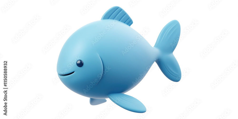 Blue cartoon fish isolated on transparent background Blue cartoon fish isolated on transparent background