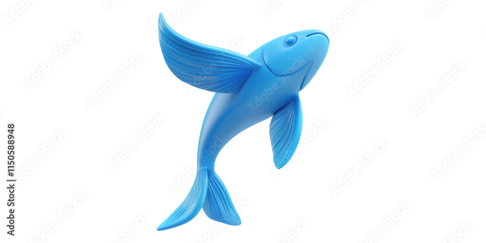 Fototapeta premium Blue abstract fish design isolated on transparent background