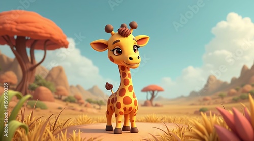 Fototapeta Naklejka Na Ścianę i Meble -  giraffe in the wild illustration