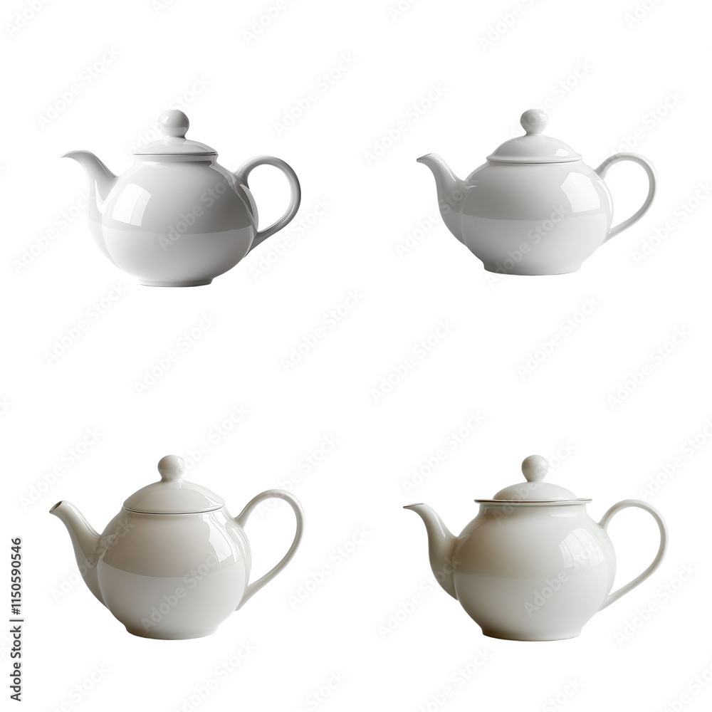 Minimalist White Ceramic Teapot on Light Gray Minimalist White Ceramic Teapot on Light Gray