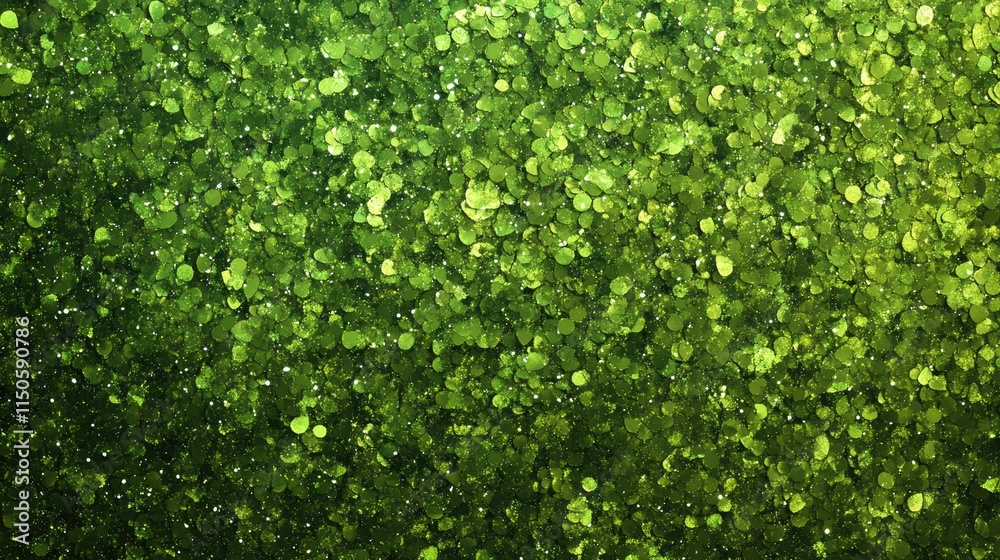 Radiant Green Sparkle. Luminous Texture with Shimmering Particles in an Abstract Background