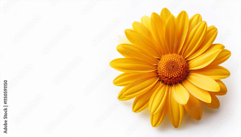 Bright yellow daisy flower isolated on a clean white background
Bright yellow daisy flower isolated on a clean white background