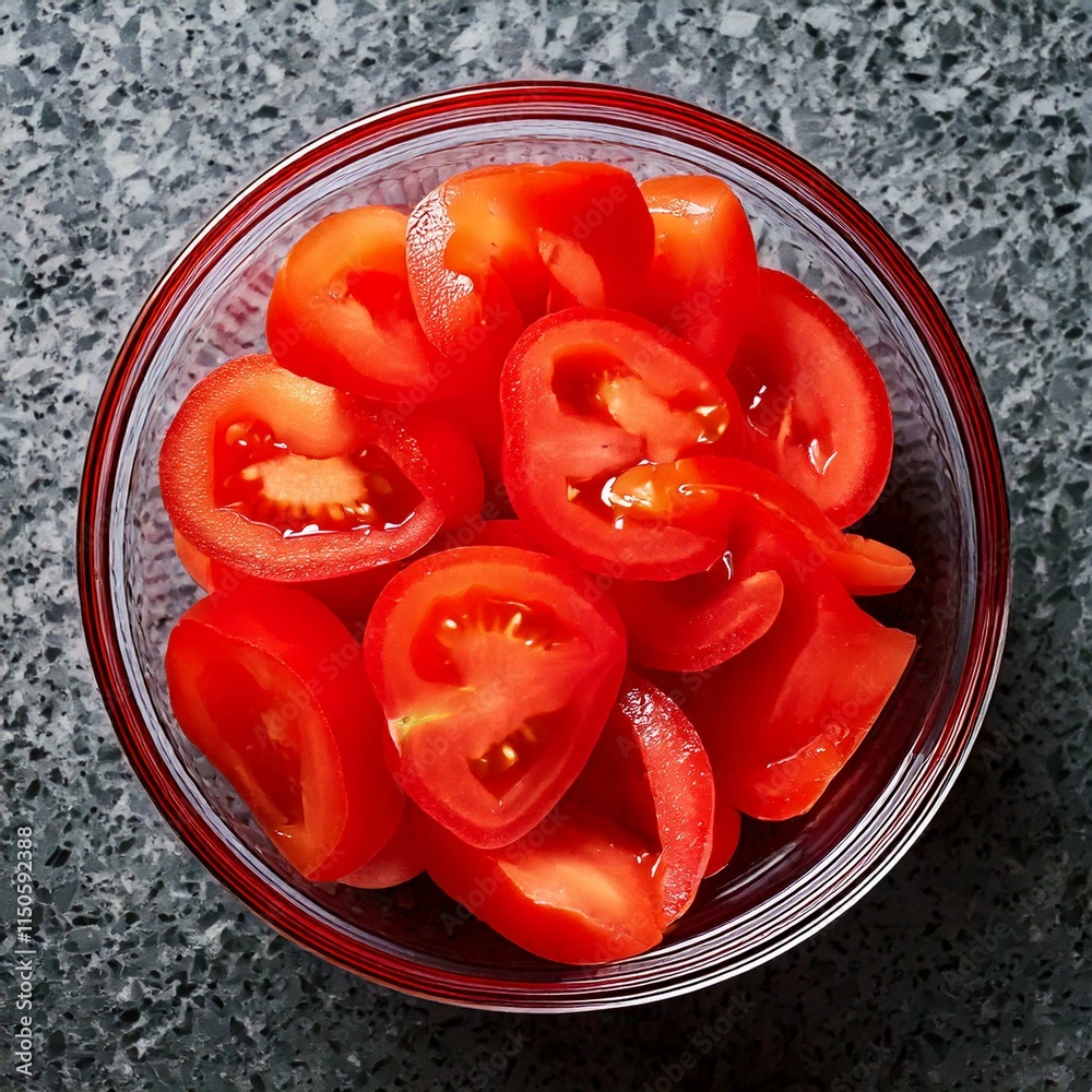 sliced tomatoes in a glass bowl