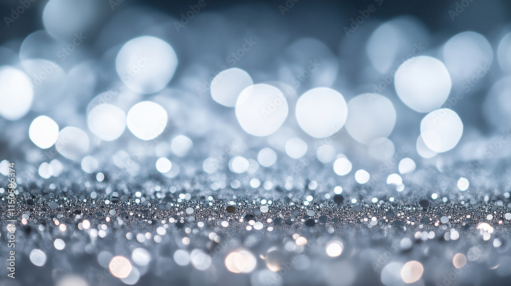 Horizontal silver glitter texture abstract sparkling bokeh background festive design Horizontal silver glitter texture abstract sparkling bokeh background festive design