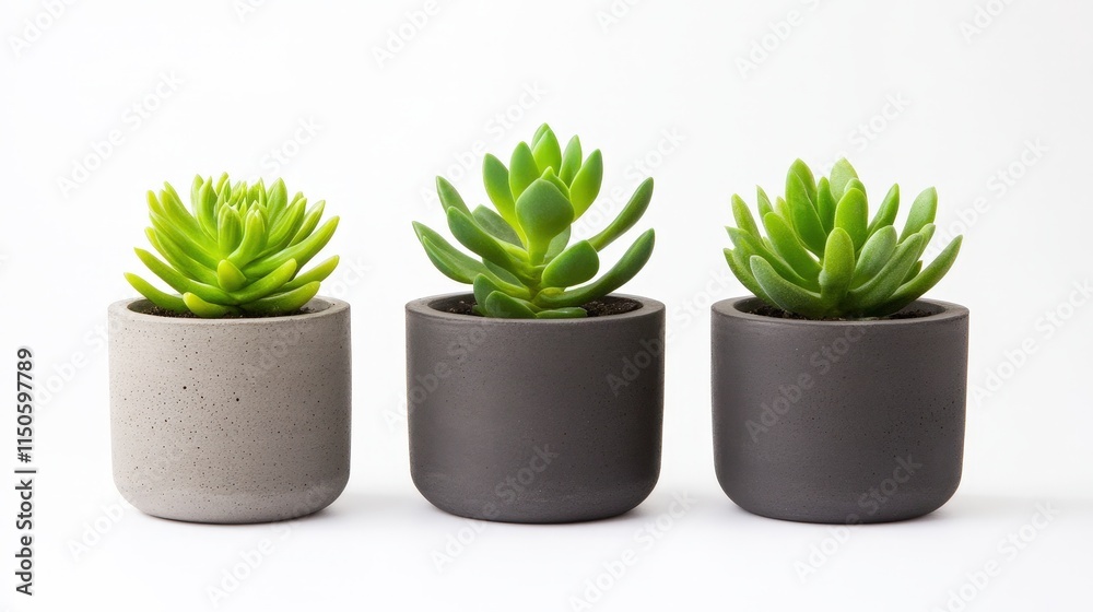 Three Small Succulents in Elegant Concrete Pots Showcasing Unique Shapes and Textures in a Minimalist Indoor Setting Evoking Calm and Natural Beauty Three Small Succulents in Elegant Concrete Pots Showcasing Unique Shapes and Textures in a Minimalist Indoor Setting Evoking Calm and Natural Beauty