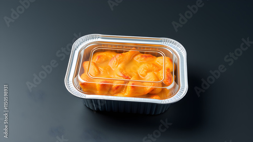 Wallpaper Mural Top view transparent lid of vertical rectangular aluminum food packaging container. Generative AI Torontodigital.ca