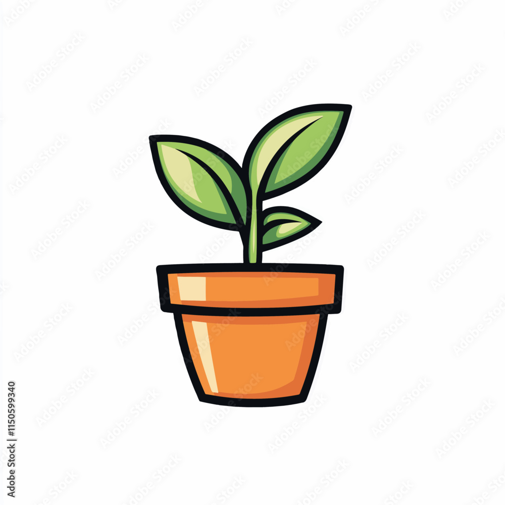 Line Icon, Plant in Pot. Line Icon, Plant in Pot.