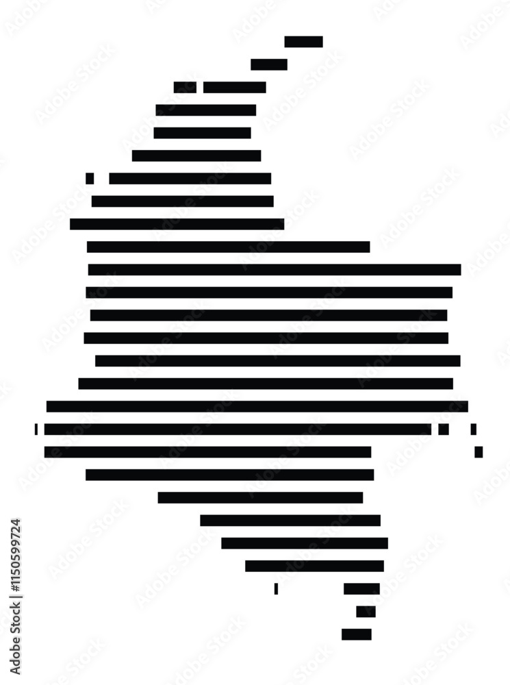 Abstract map of Colombia showing the country with horizontal black lines Abstract map of Colombia showing the country with horizontal black lines