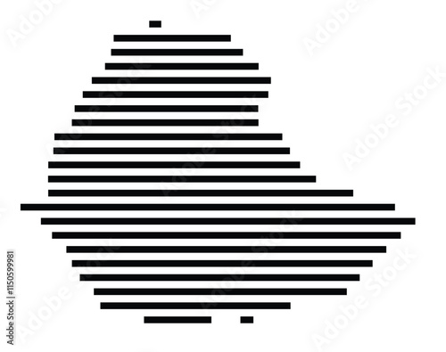 Abstract map of Ethiopia showing the country with horizontal black lines
