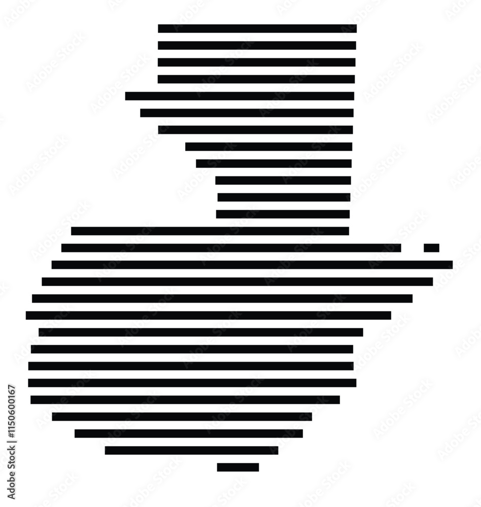 Abstract map of Guatemala showing the country with horizontal black lines Abstract map of Guatemala showing the country with horizontal black lines