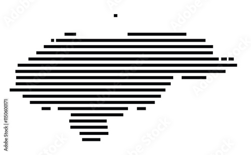 Abstract map of Honduras showing the country with horizontal black lines