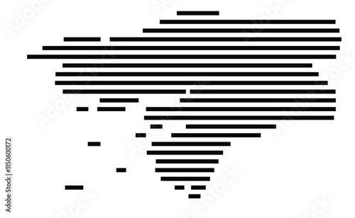 Abstract map of Guinea-Bissau showing the country with horizontal black lines photo