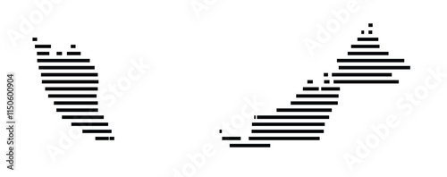 Abstract map of Malaysia showing the country with horizontal black lines