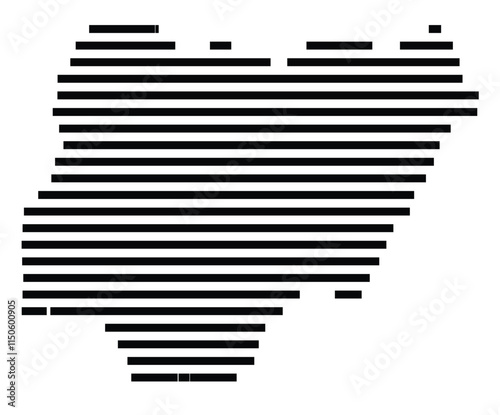 Abstract map of Nigeria showing the country with horizontal black lines