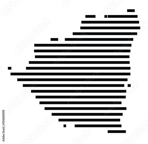 Abstract map of Nicaragua showing the country with horizontal black lines